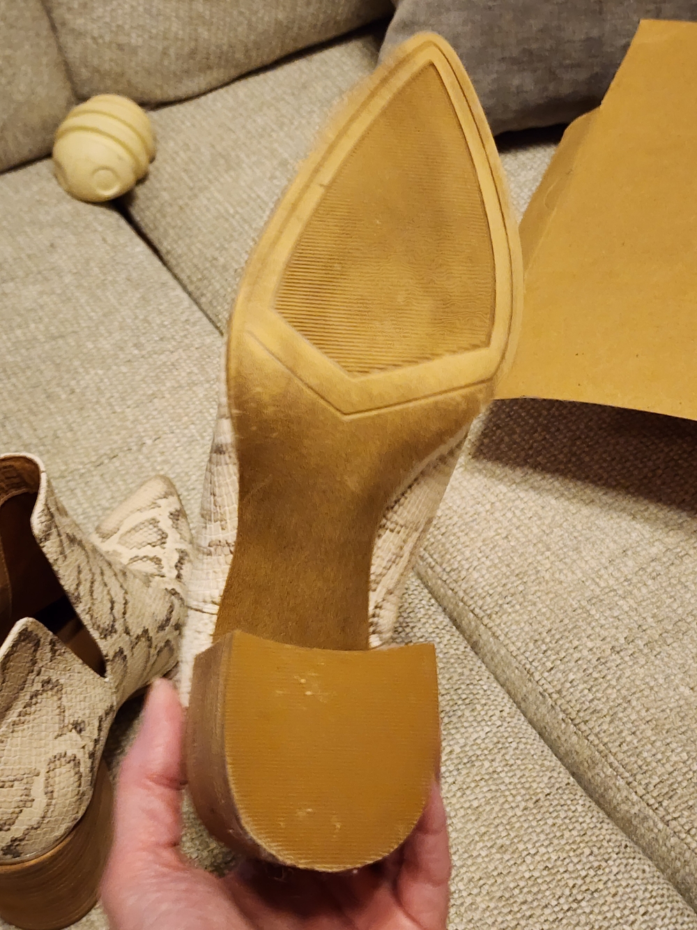 Steve Madden Taupe Snake-Print Cutout Ankle Boots - Picture 4 of 6